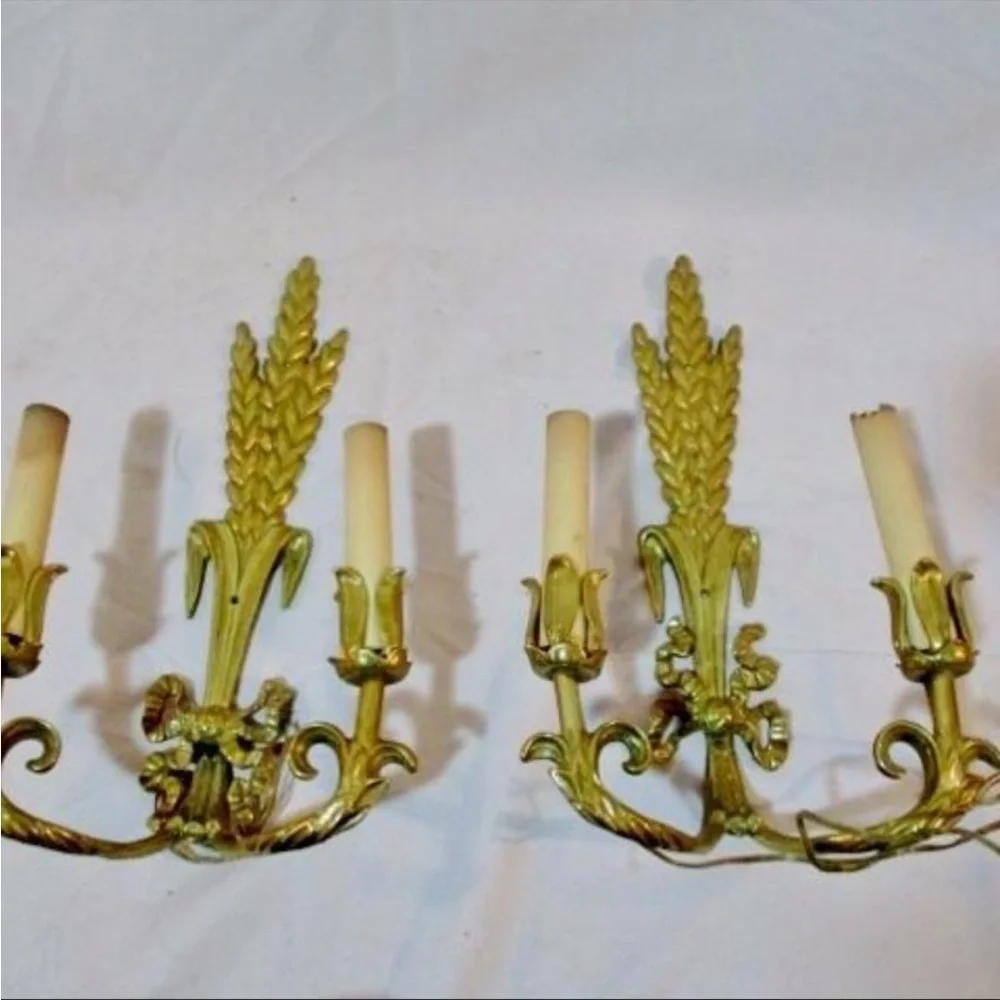 Set WHEAT SHEAF  WALL SCONCE BRASS LAMP Lights‎